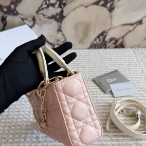 Two-Tone Quilted Bow Top Handle Bag