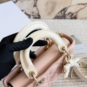 Two-Tone Quilted Bow Top Handle Bag