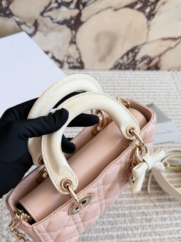 Two-Tone Quilted Bow Top Handle Bag