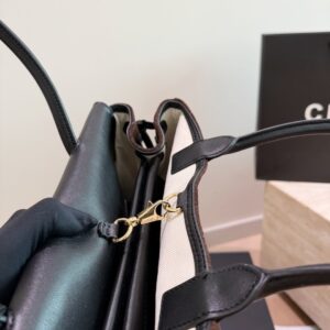 Two-Tone Suede Baguette Shoulder Bag - Dark Brown / Black