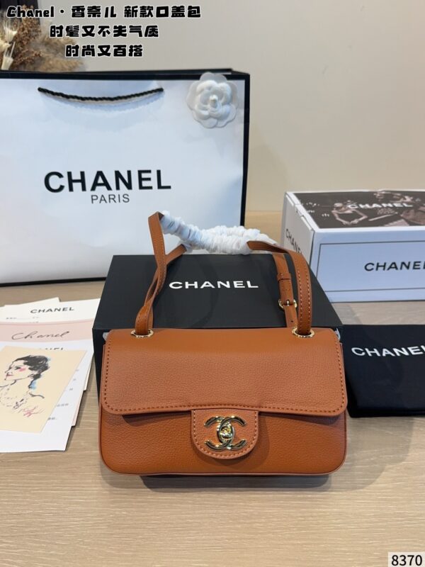 Mini Leather Flap Top Handle Bag - Caramel Brown