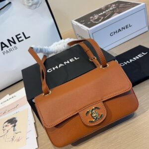 Mini Leather Flap Top Handle Bag - Caramel Brown