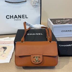 Mini Leather Flap Top Handle Bag - Caramel Brown