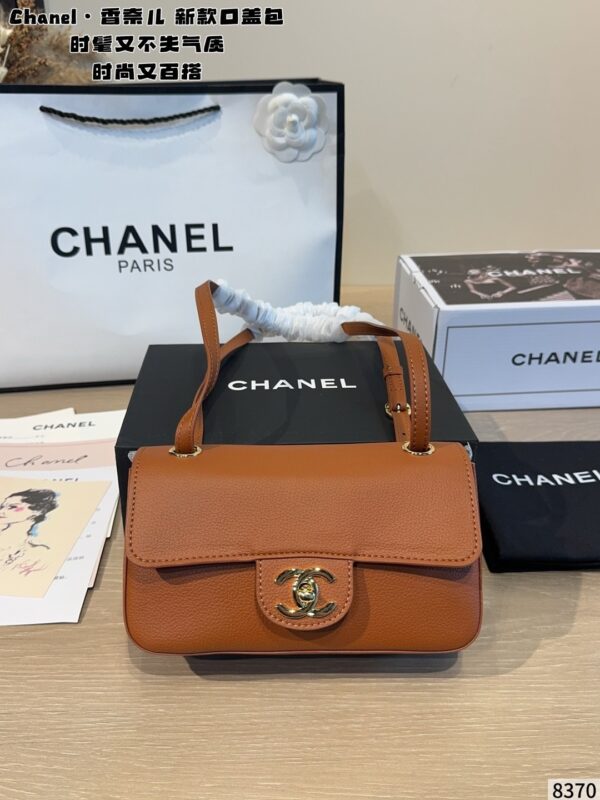Mini Leather Flap Top Handle Bag - Caramel Brown