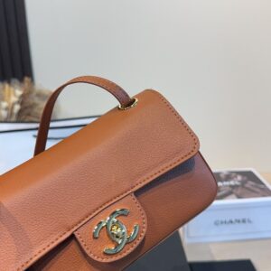 Mini Leather Flap Top Handle Bag - Caramel Brown