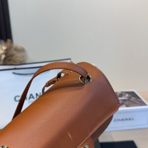 Mini Leather Flap Top Handle Bag - Caramel Brown