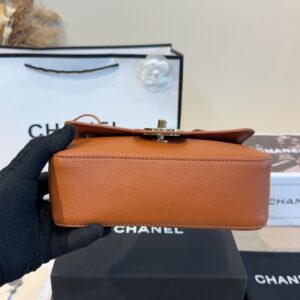 Mini Leather Flap Top Handle Bag - Caramel Brown