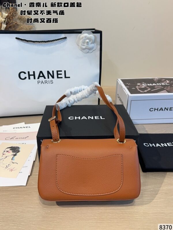 Mini Leather Flap Top Handle Bag - Caramel Brown