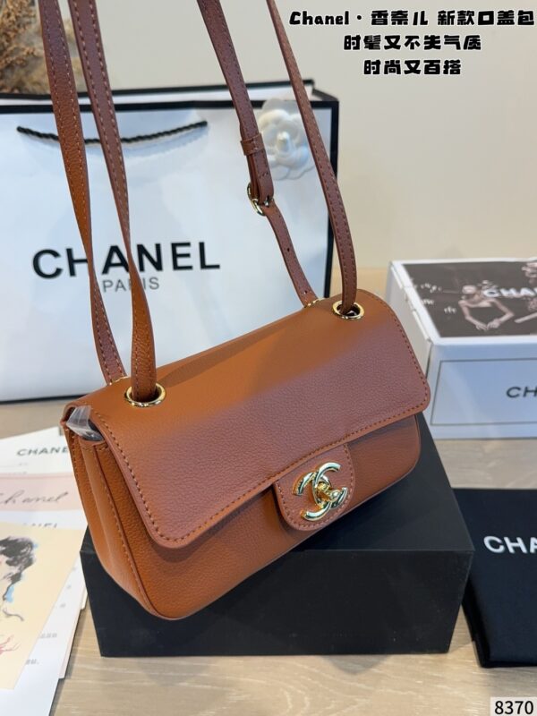 Mini Leather Flap Top Handle Bag - Caramel Brown