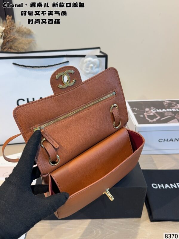 Mini Leather Flap Top Handle Bag - Caramel Brown