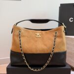 Two-Tone Suede Hobo Shoulder Bag