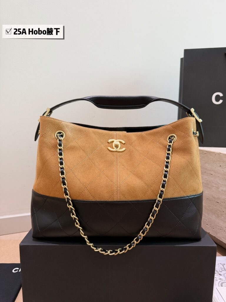 Two-Tone Suede Hobo Shoulder Bag