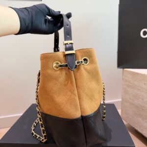 Two-Tone Suede Hobo Shoulder Bag - Camel / Black