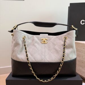 Two-Tone Suede Hobo Shoulder Bag - Camel / Black