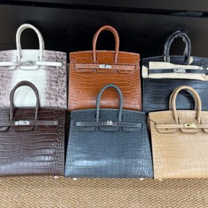 25cm-30cm Crocodile-Embossed Cowhide Top Handle Bag - cowhide with crocodile embossing