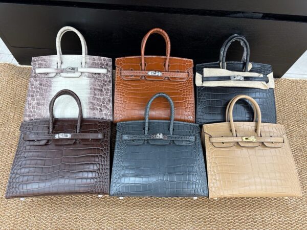 25cm-30cm Crocodile-Embossed Cowhide Top Handle Bag - cowhide with crocodile embossing