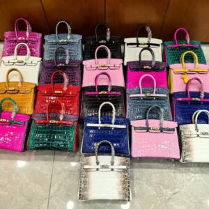 25cm-30cm Crocodile-Embossed Cowhide Top Handle Bag - cowhide with crocodile embossing