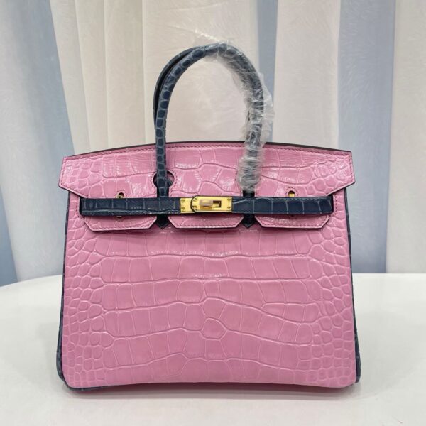 25cm-30cm Crocodile-Embossed Cowhide Top Handle Bag - cowhide with crocodile embossing