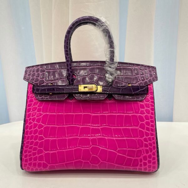 25cm-30cm Crocodile-Embossed Cowhide Top Handle Bag - cowhide with crocodile embossing