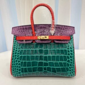 25cm-30cm Crocodile-Embossed Cowhide Top Handle Bag - cowhide with crocodile embossing