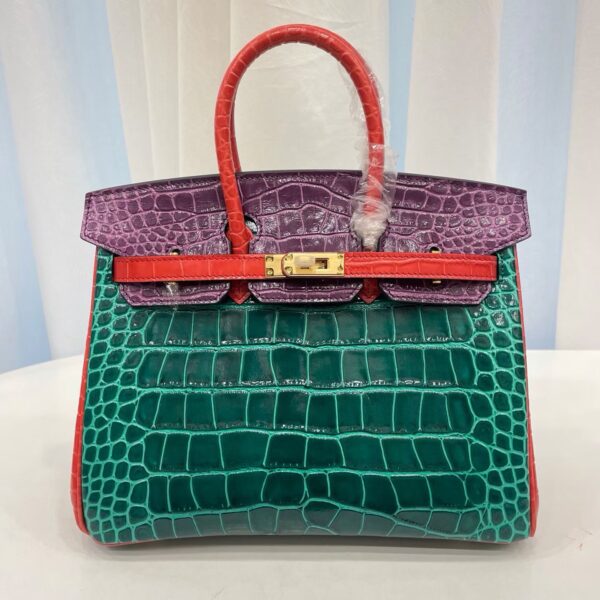 25cm-30cm Crocodile-Embossed Cowhide Top Handle Bag - cowhide with crocodile embossing