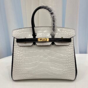 25cm-30cm Crocodile-Embossed Cowhide Top Handle Bag - cowhide with crocodile embossing