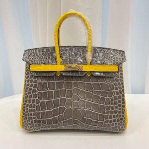 25cm-30cm Crocodile-Embossed Cowhide Top Handle Bag - cowhide with crocodile embossing
