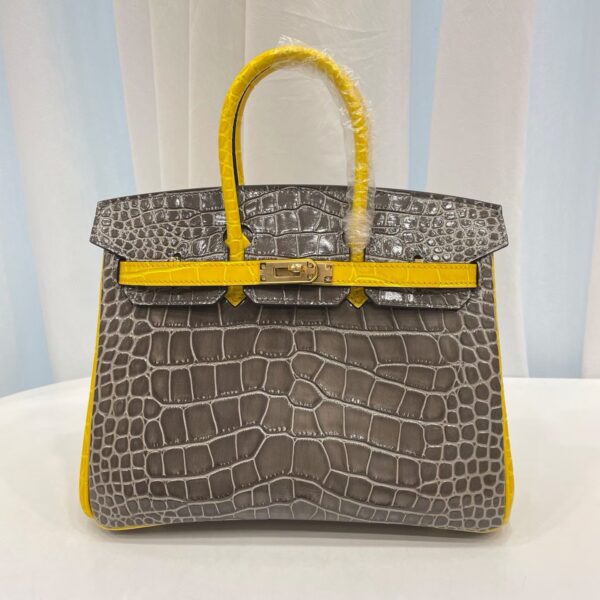 25cm-30cm Crocodile-Embossed Cowhide Top Handle Bag - cowhide with crocodile embossing