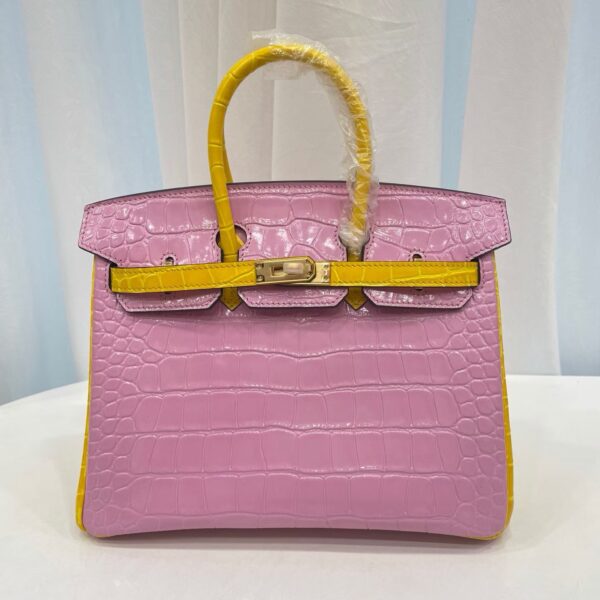 25cm-30cm Crocodile-Embossed Cowhide Top Handle Bag - cowhide with crocodile embossing