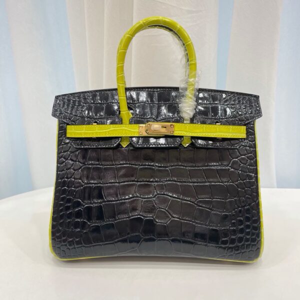 25cm-30cm Crocodile-Embossed Cowhide Top Handle Bag - cowhide with crocodile embossing