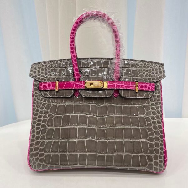 25cm-30cm Crocodile-Embossed Cowhide Top Handle Bag - cowhide with crocodile embossing