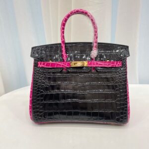 25cm-30cm Crocodile-Embossed Cowhide Top Handle Bag - cowhide with crocodile embossing