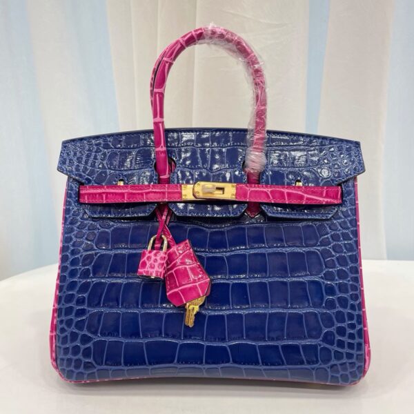 25cm-30cm Crocodile-Embossed Cowhide Top Handle Bag - cowhide with crocodile embossing