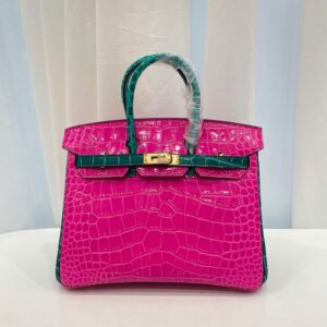 25cm-30cm Crocodile-Embossed Cowhide Top Handle Bag - cowhide with crocodile embossing