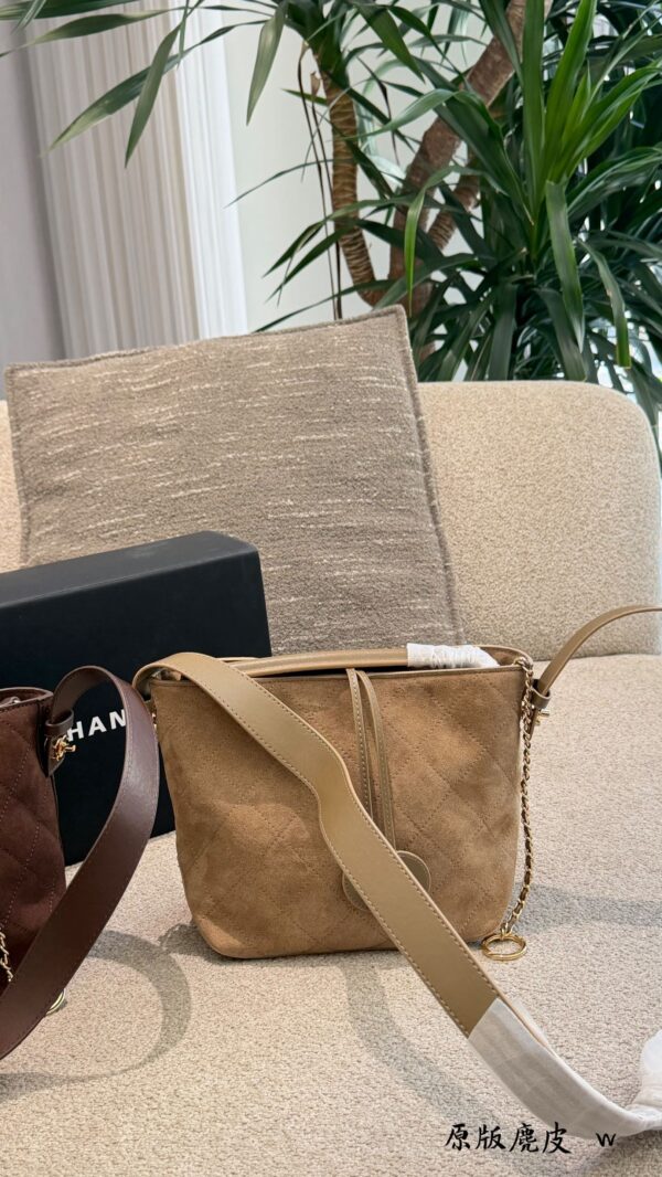 20cm Quilted Suede Bucket Bag product image