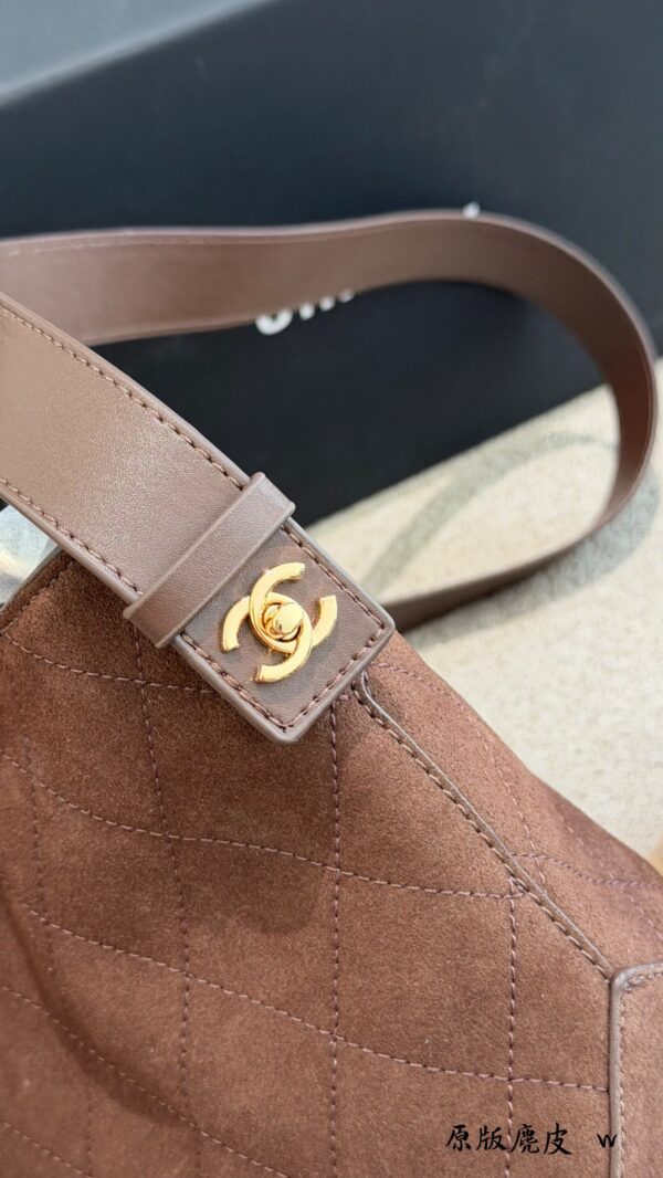 20cm Quilted Suede Bucket Bag product image