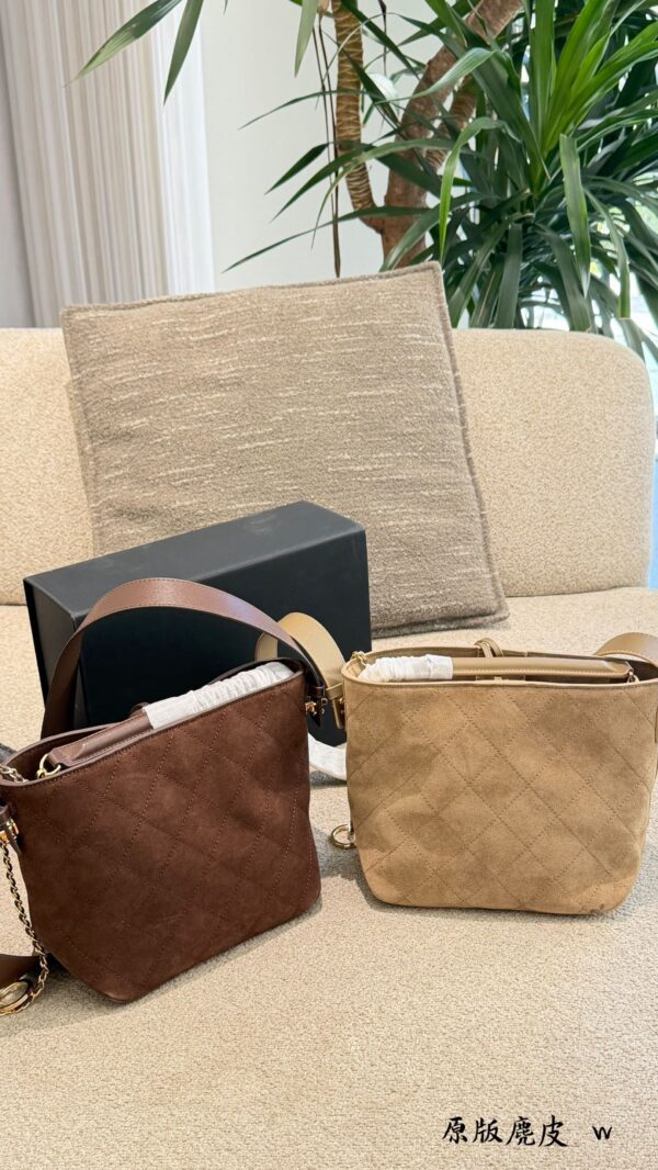 20cm Quilted Suede Bucket Bag product image