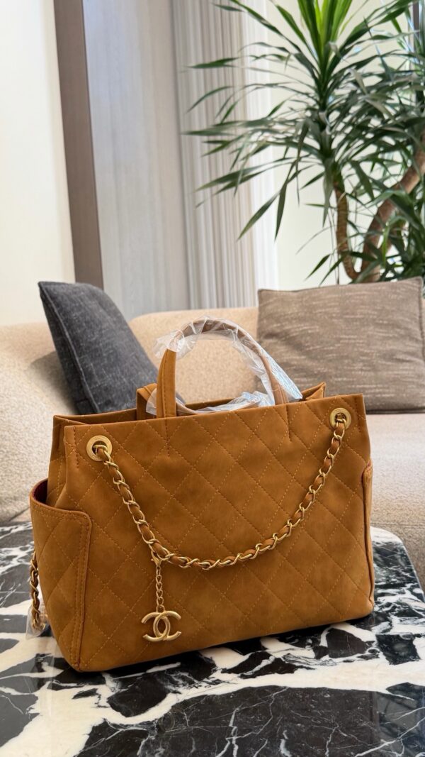 Large Quilted Suede Shopping Tote product image