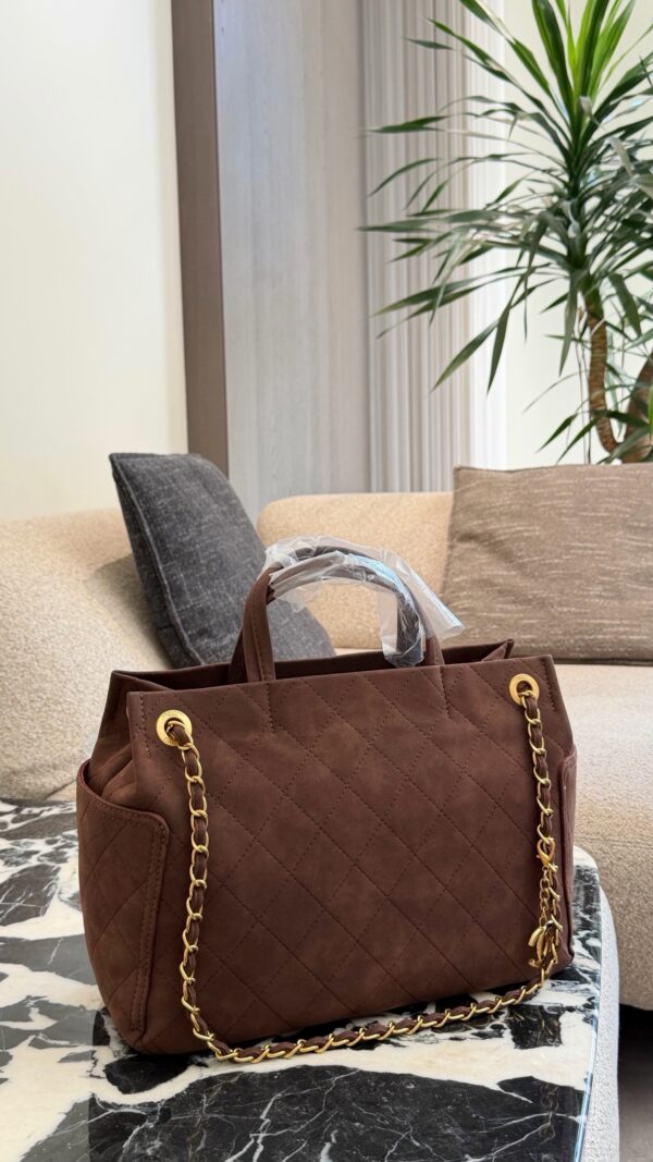 Large Quilted Suede Shopping Tote product image