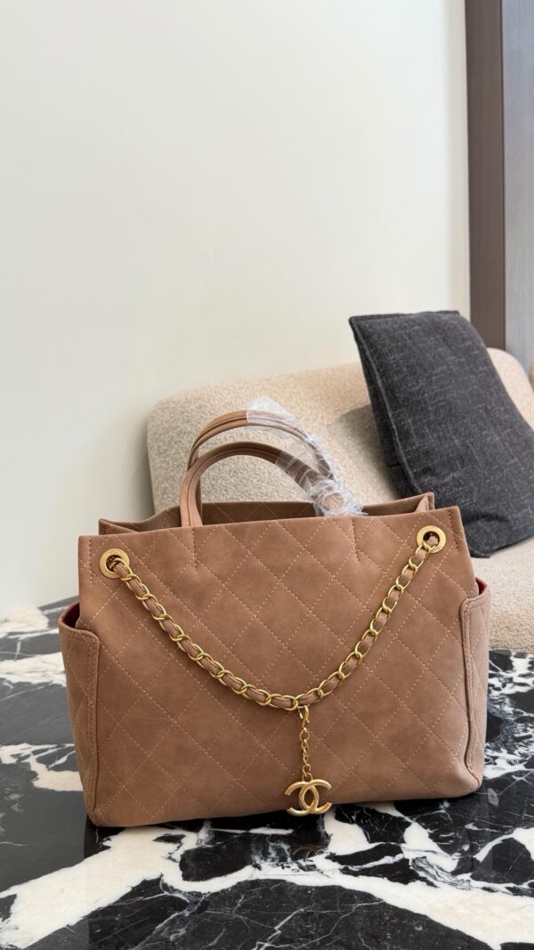 Large Quilted Suede Shopping Tote product image