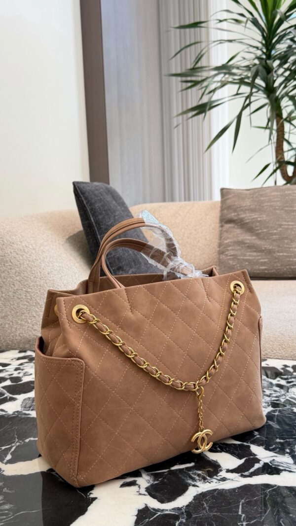 Large Quilted Suede Shopping Tote product image