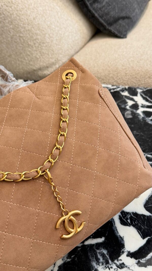 Large Quilted Suede Shopping Tote product image
