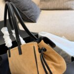 Suede Color-Block Flap Top Handle Bag