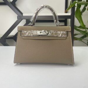 Transparent-Handle Textured Cowhide Top Handle Bag - product detail