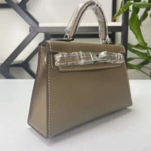 Transparent-Handle Textured Cowhide Top Handle Bag - product detail