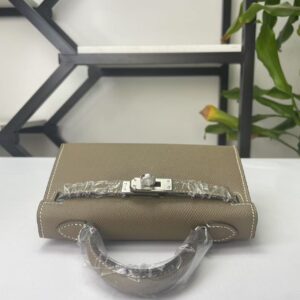 Transparent-Handle Textured Cowhide Top Handle Bag - product detail