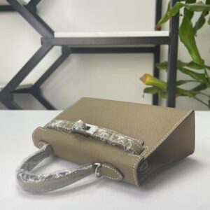 Transparent-Handle Textured Cowhide Top Handle Bag - product detail