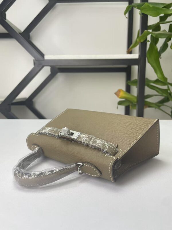 Transparent-Handle Textured Cowhide Top Handle Bag - product detail